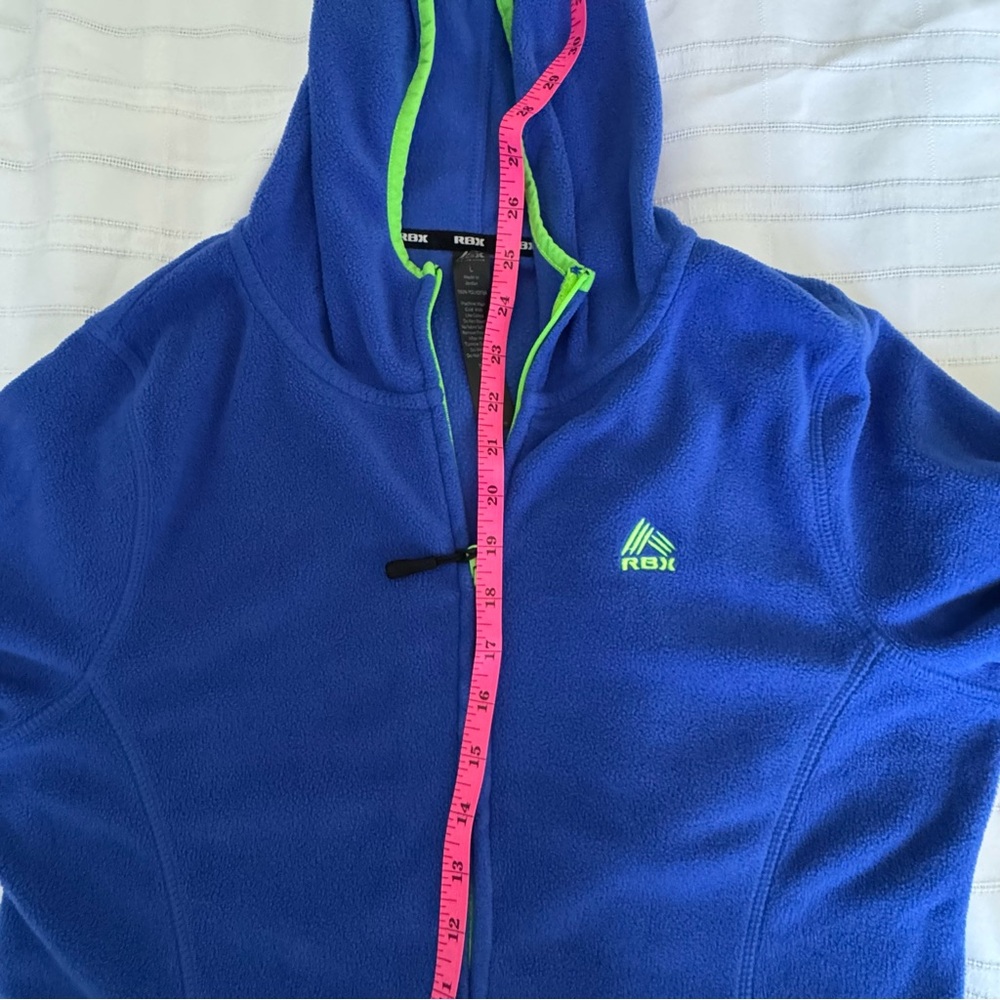 RBX Blue Full Zip Hoodie L Activewear Athletic Jacket Pockets Workout Athleisure - Picture 9 of 10
